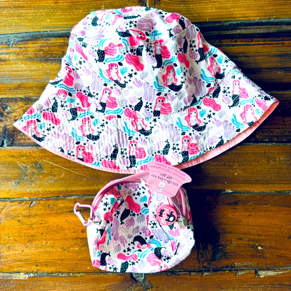 Mermaid Bucket Sun Hat with Matching Carry Bag